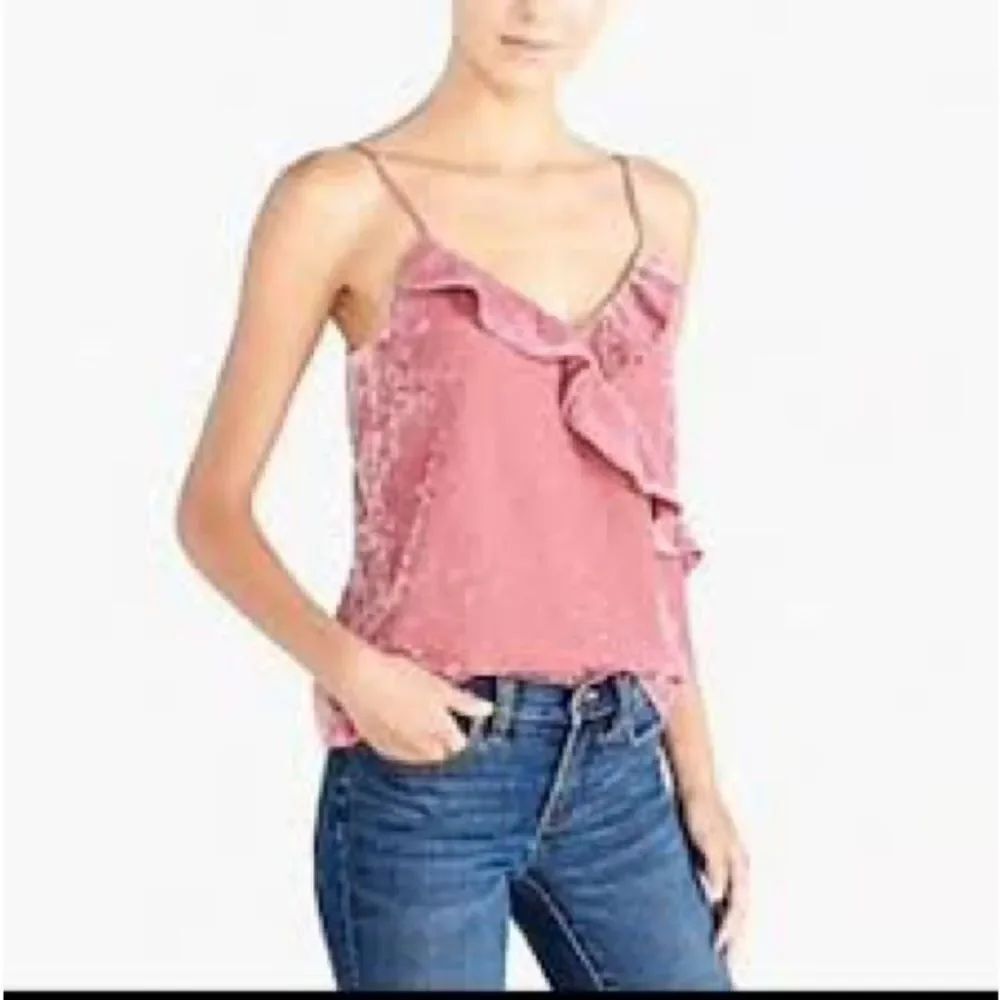 J. CREW Crushed Velvet Pink Mauve Ruffle Cami Tank Top